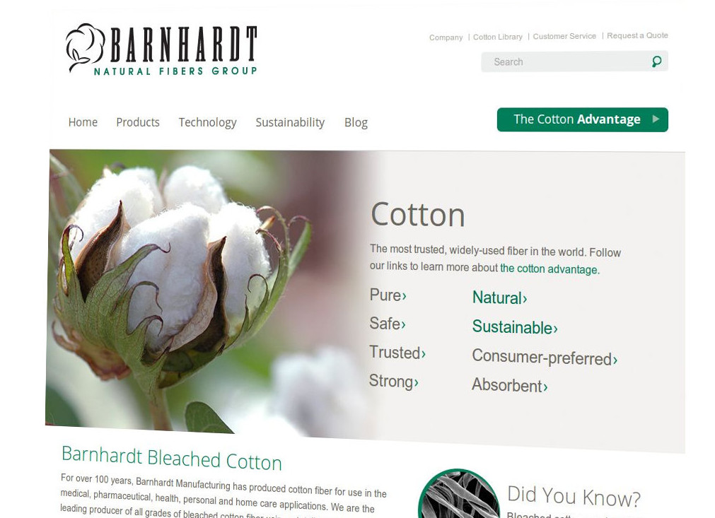 Barnhardt Bleached Cotton Homepage